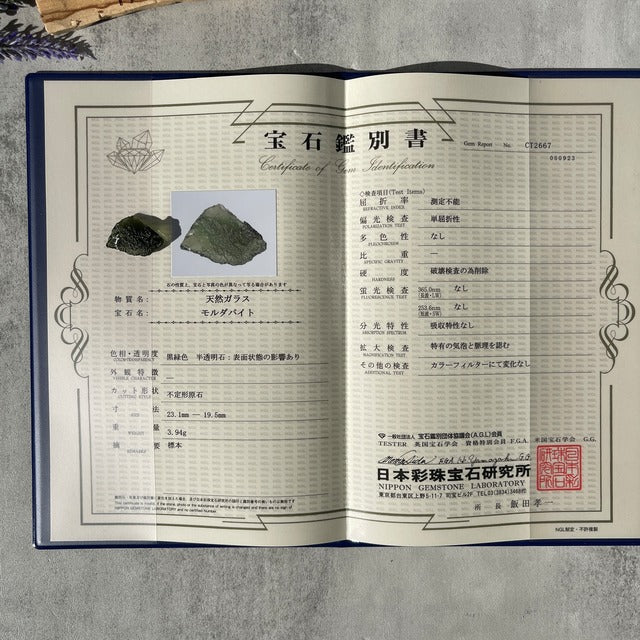 【鑑定書付】チェコ共和国産 モルダバイト 原石