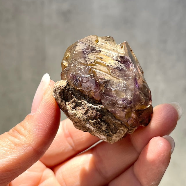 ジンバブエ産【シャンガーンアメジスト】母岩付き スケルタル（骸晶水晶）虹あり｜ファントム 鉱物 天然石 パワーストーン