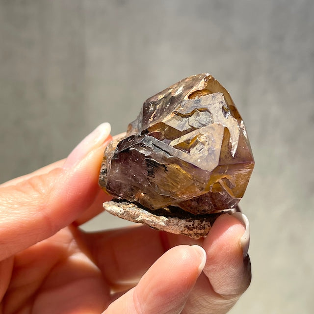 ジンバブエ産【シャンガーンアメジスト】母岩付き スケルタル（骸晶水晶）虹あり｜ファントム 鉱物 天然石 パワーストーン