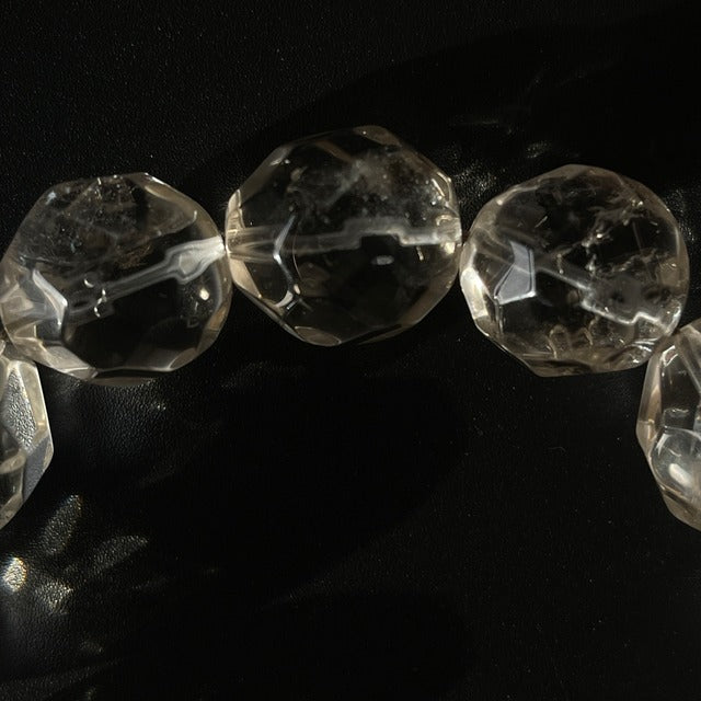 ブラジル産 スモーキークォーツ ブレスレット｜大玉 約16〜17mm｜クラック入り・虹あり｜天然石ブレスレット