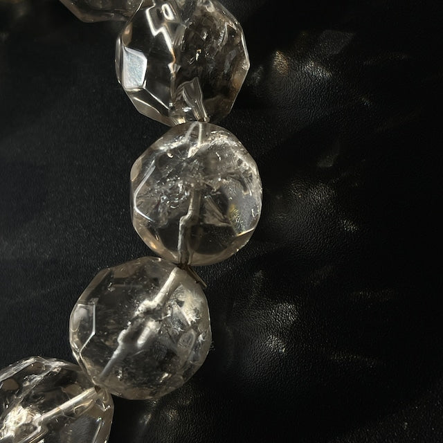 ブラジル産 スモーキークォーツ ブレスレット｜大玉 約16〜17mm｜クラック入り・虹あり｜天然石ブレスレット
