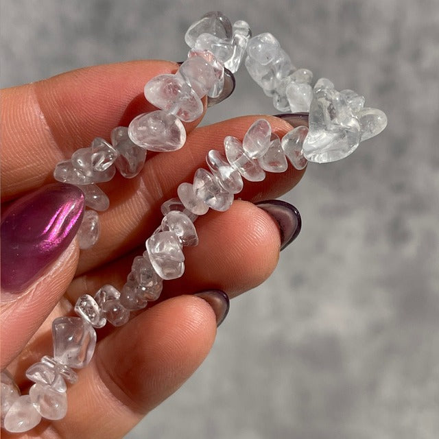 【水晶チップ（8mm）Quartzブレスレット（15.5cm）】鉱物 天然石 パワーストーン