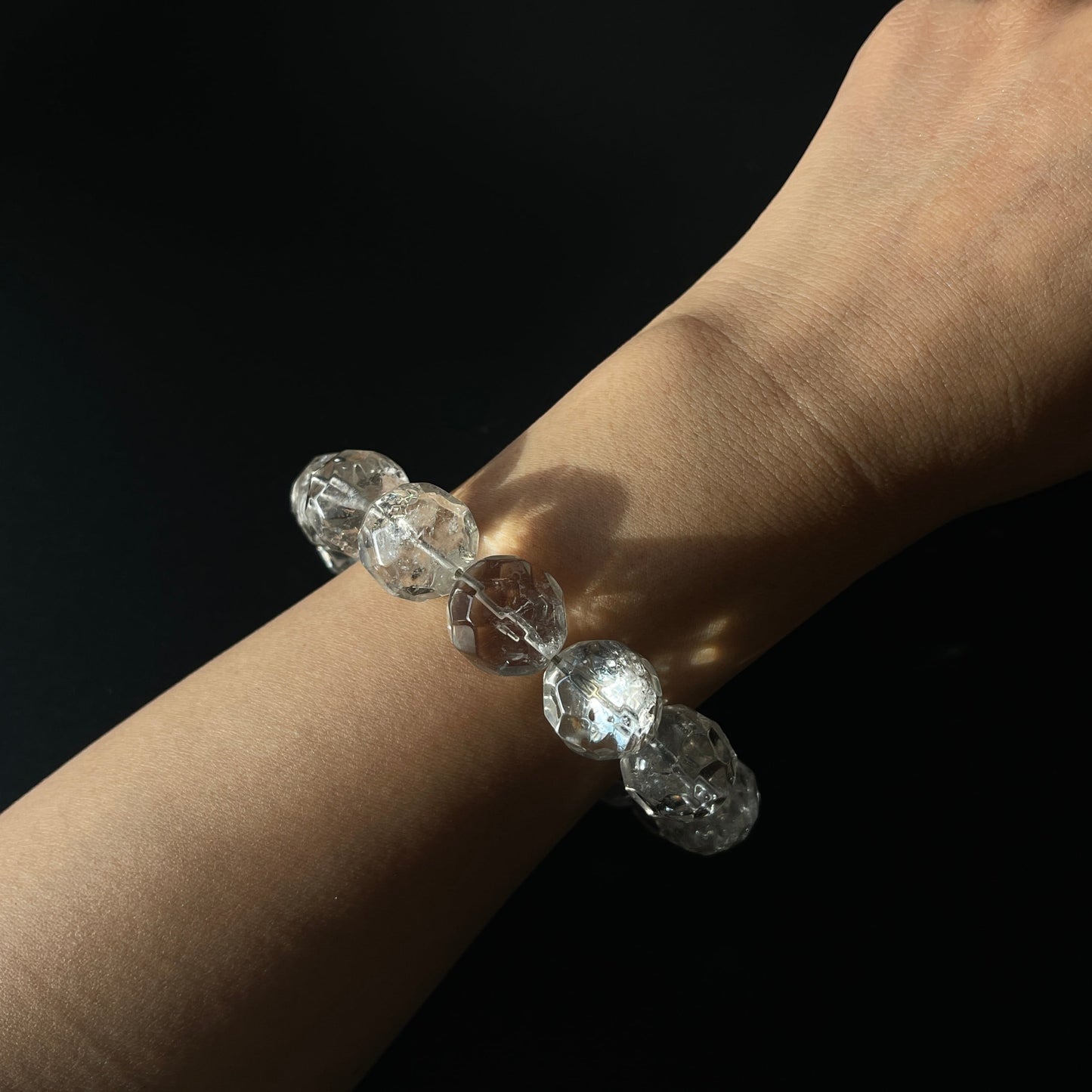 ブラジル産 スモーキークォーツ ブレスレット｜大玉 約16〜17mm｜クラック入り・虹あり｜天然石