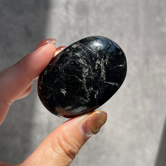 インド産 ブラックマイカ パームストーン ゴールドの輝き 一点物