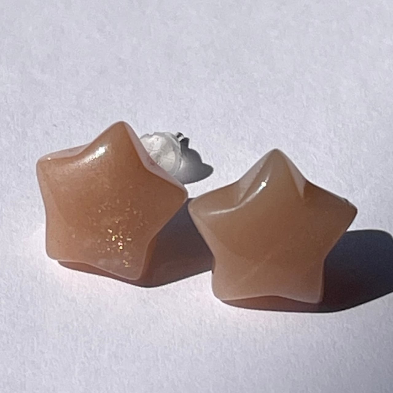 【スターピアス 　サンストーン】S925｜星型｜スタッズピアス｜天然石アクセサリー