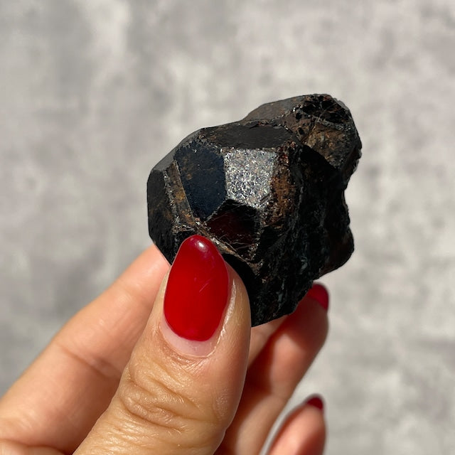マダガスカル産 アルマンディン・ガーネット 原石｜黒に潜む深紅の結晶｜オールドストック 一点もの