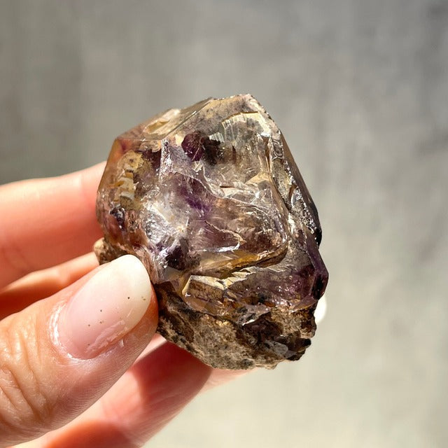 ジンバブエ産【シャンガーンアメジスト】母岩付き スケルタル（骸晶水晶）虹あり｜ファントム 鉱物 天然石 パワーストーン
