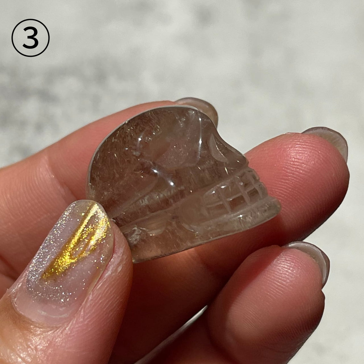 ブラジル産 ゴールデンルチルクォーツ スカル 3種類｜金針水晶 天然石彫刻