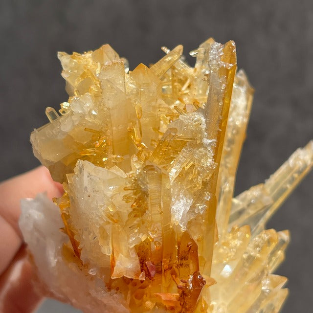 ネパール・ダーディン産 ゴールデンヒーラークォーツ クラスター｜ヒマラヤ水晶｜イリデッセンス強