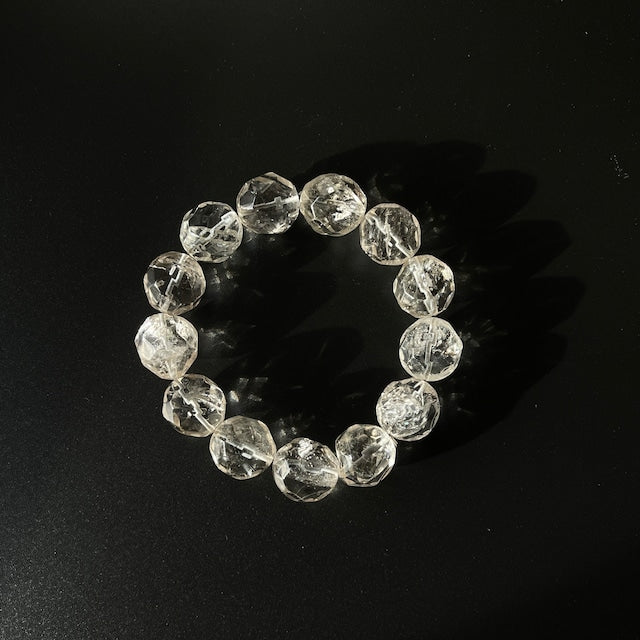 ブラジル産 スモーキークォーツ ブレスレット｜大玉 約16〜17mm｜クラック入り・虹あり｜天然石