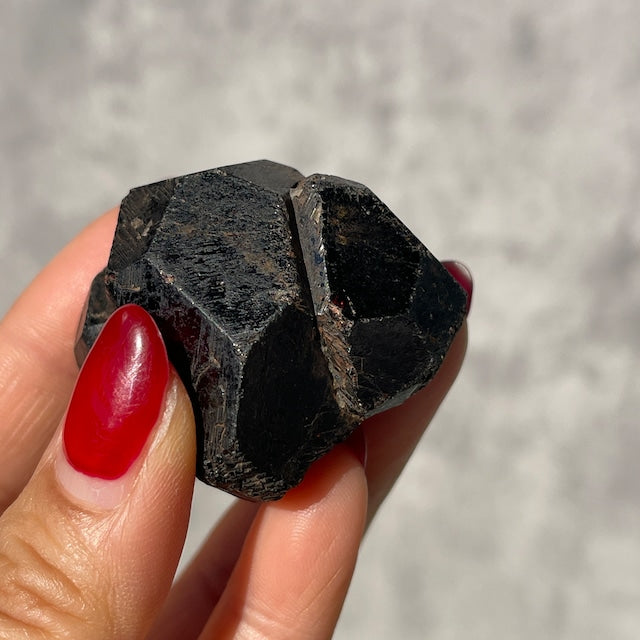 マダガスカル産 アルマンディン・ガーネット 原石｜黒に潜む深紅の結晶｜オールドストック 一点もの