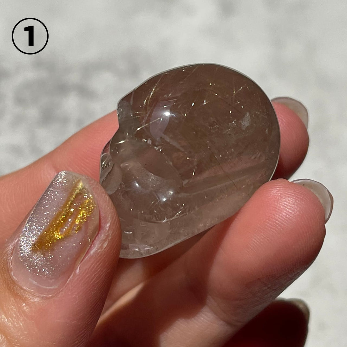 ブラジル産 ゴールデンルチルクォーツ スカル 3種類｜金針水晶 天然石彫刻