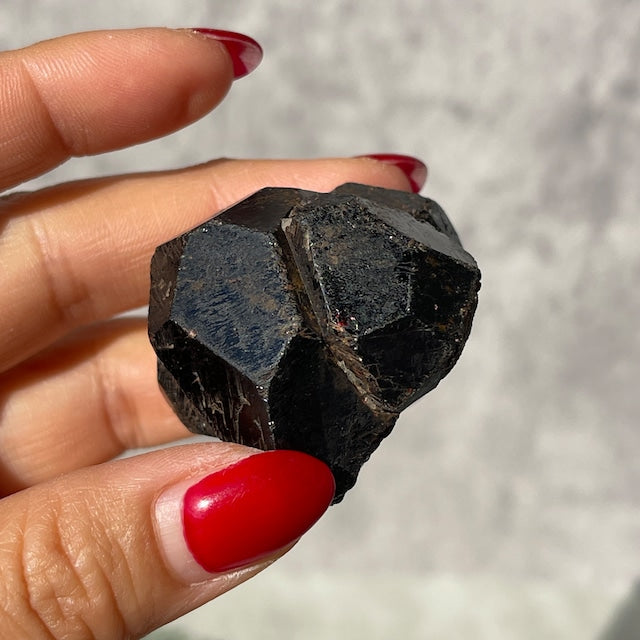 マダガスカル産 アルマンディン・ガーネット 原石｜黒に潜む深紅の結晶｜オールドストック 一点もの