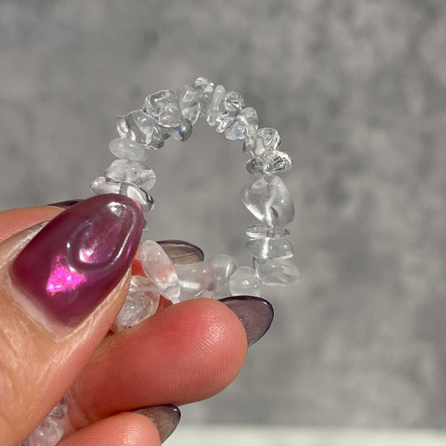 【水晶チップ（8mm）Quartzブレスレット（15.5cm）】鉱物 天然石 パワーストーン