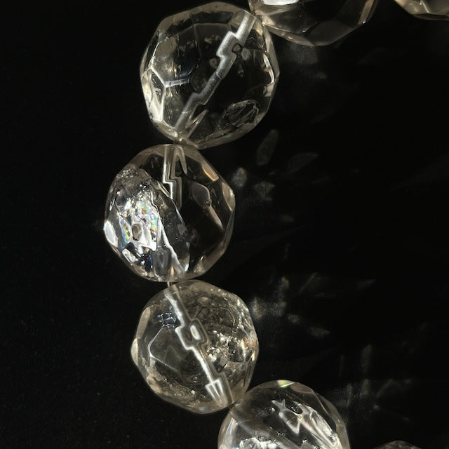 ブラジル産 スモーキークォーツ ブレスレット｜大玉 約16〜17mm｜クラック入り・虹あり｜天然石ブレスレット