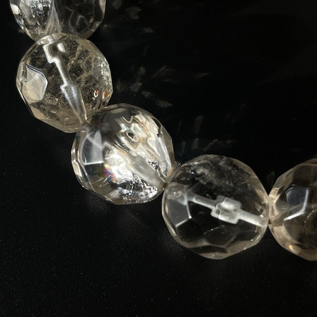 ブラジル産 スモーキークォーツ ブレスレット｜大玉 約16〜17mm｜クラック入り・虹あり｜天然石ブレスレット
