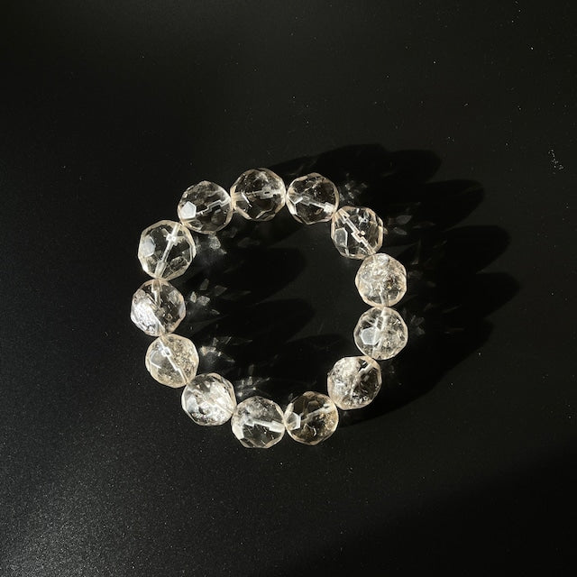 ブラジル産 スモーキークォーツ ブレスレット｜大玉 約16〜17mm｜クラック入り・虹あり｜天然石ブレスレット