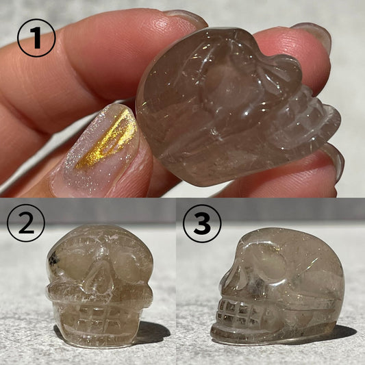 ブラジル産 ゴールデンルチルクォーツ スカル 3種類｜金針水晶 天然石彫刻