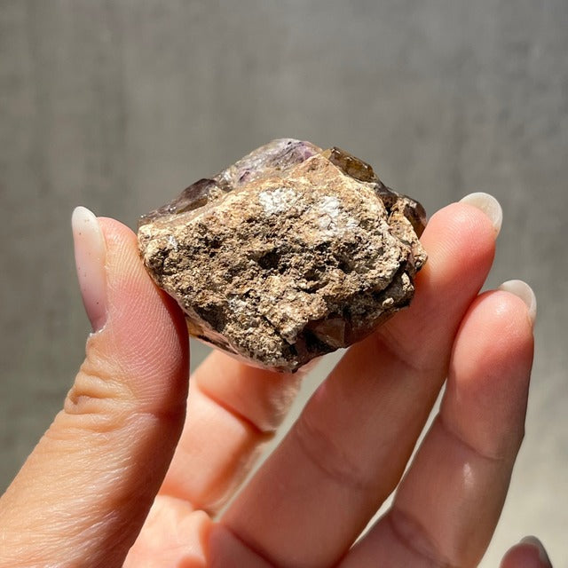 ジンバブエ産【シャンガーンアメジスト】母岩付き スケルタル（骸晶水晶）虹あり｜ファントム 鉱物 天然石 パワーストーン