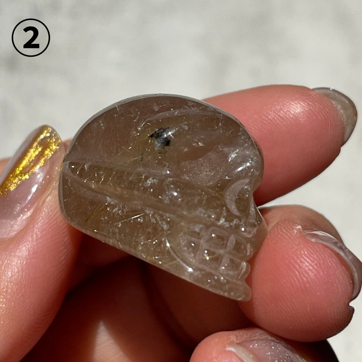 ブラジル産 ゴールデンルチルクォーツ スカル 3種類｜金針水晶 天然石彫刻