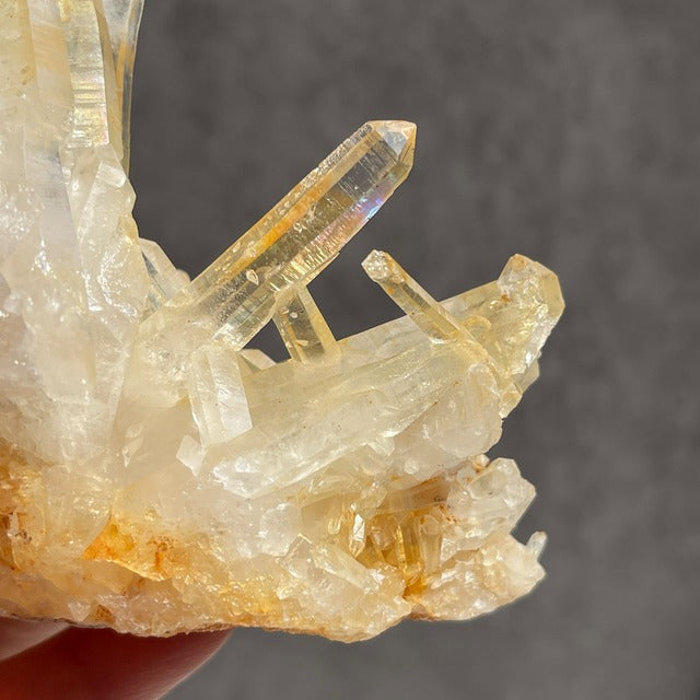 ネパール・ダーディン産 ゴールデンヒーラークォーツ クラスター｜ヒマラヤ水晶｜イリデッセンスあり