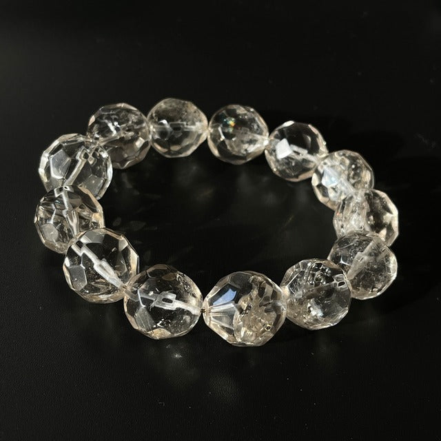 ブラジル産 スモーキークォーツ ブレスレット｜大玉 約16〜17mm｜クラック入り・虹あり｜天然石ブレスレット