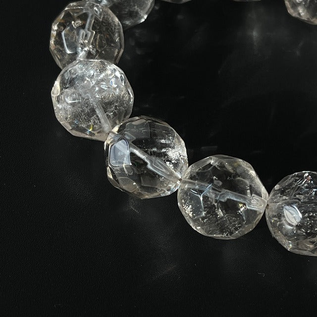 ブラジル産 スモーキークォーツ ブレスレット｜大玉 約16〜17mm｜クラック入り・虹あり｜天然石