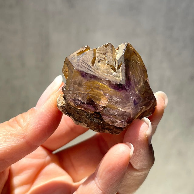 ジンバブエ産【シャンガーンアメジスト】母岩付き スケルタル（骸晶水晶）虹あり｜ファントム 鉱物 天然石 パワーストーン