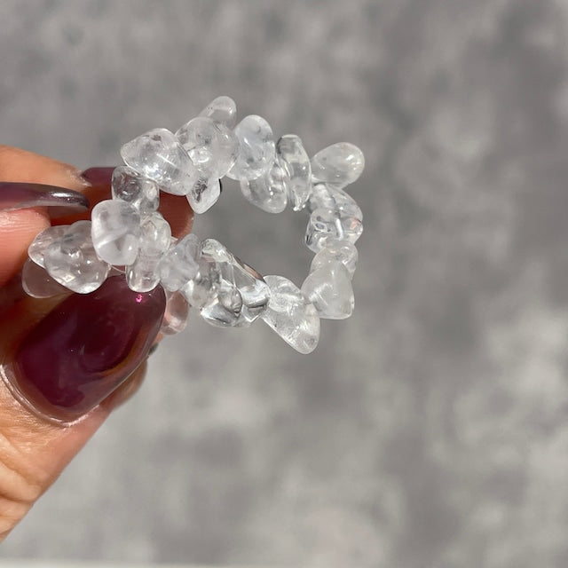 【水晶チップ（8mm）Quartzブレスレット（15.5cm）】鉱物 天然石 パワーストーン
