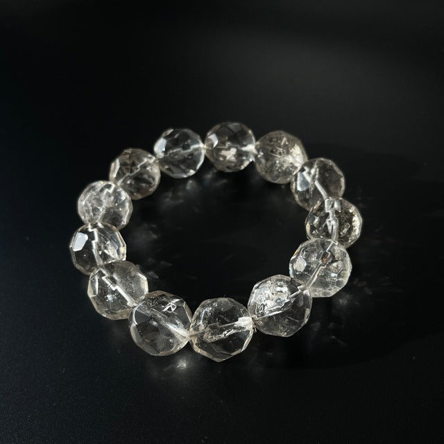 ブラジル産 スモーキークォーツ ブレスレット｜大玉 約16〜17mm｜クラック入り・虹あり｜天然石