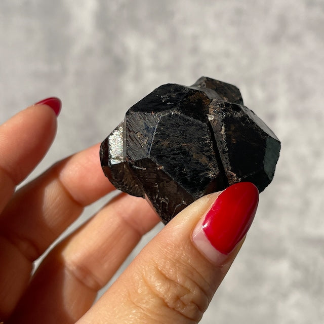 マダガスカル産 アルマンディン・ガーネット 原石｜黒に潜む深紅の結晶｜オールドストック 一点もの