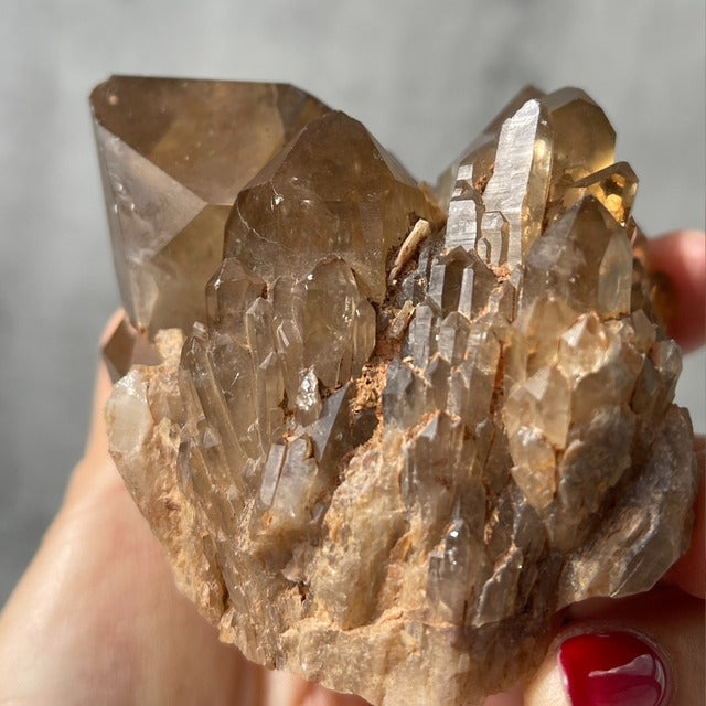 コンゴ産【クンダリーニシトリン（非加熱 Citrine）】スモーキー｜クラスター 鉱物 天然石 パワーストーン