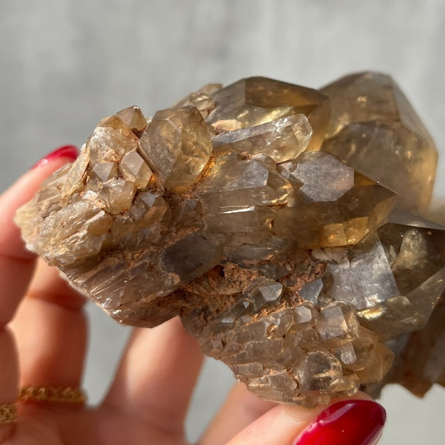 コンゴ産【クンダリーニシトリン（非加熱 Citrine）】スモーキー｜クラスター 鉱物 天然石 パワーストーン