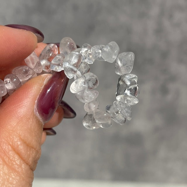 【水晶チップ（8mm）Quartzブレスレット（15.5cm）】鉱物 天然石 パワーストーン
