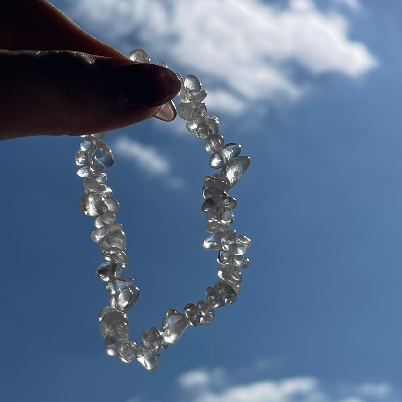 【水晶チップ（8mm）Quartzブレスレット（15.5cm）】鉱物 天然石 パワーストーン